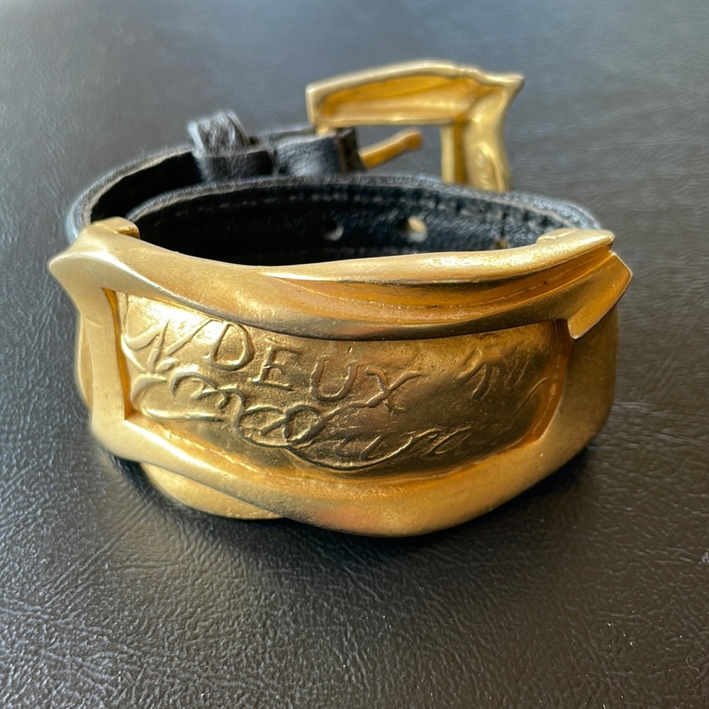 Donna Karan - Robert Lee Morris gold and leather bracelet